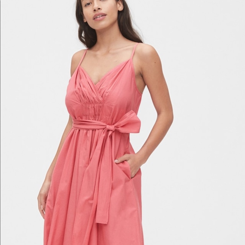 Pleated Wrap Cami Dress Gap Size 2 Lipstick Pink